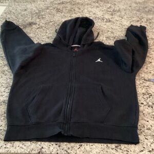 Jordan Black Kids Full-Zip Hoodie with White Jumpman